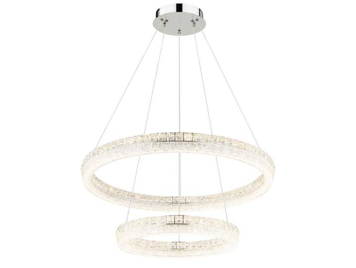 Globo Led-Hängeleuchte Laurel, Klar, Chromfarben, Transparent, Metall, Kunststoff, Glas, 120 cm, CE, Stufenschalter, Farben fixierbar, beliebig kürzbar, Lampen & Leuchten, Innenbeleuchtung, Hängeleuchten, Pendelleuchten