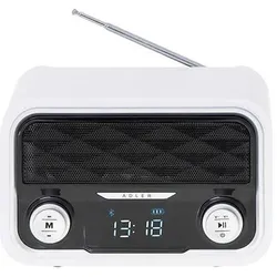 Adler AD 1185 Radio Tragbar (FM, Bluetooth), Radio, Weiss
