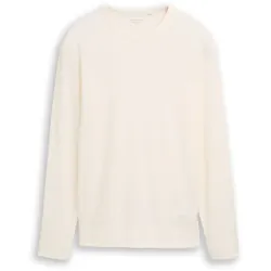 Tom Tailor Herren Langarmshirt STRUCTURED GARMENT DYE - Regular Fit - 1051900-10348 Gardenia White - S