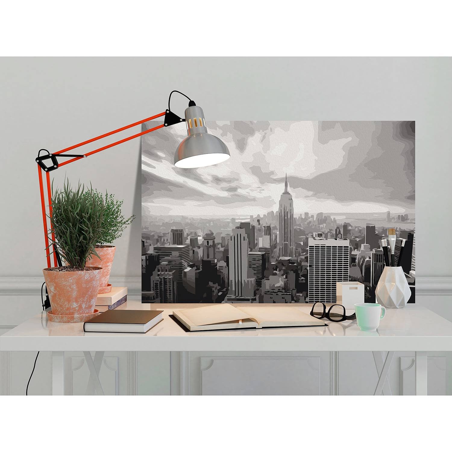 home24 Schilderen op Nummer - Grey New York - Beige/Grijs - 40 x 50 cm