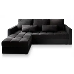 ECKSOFA KOS PIK Grau Dünner Stoff mit Schlaffunktion
