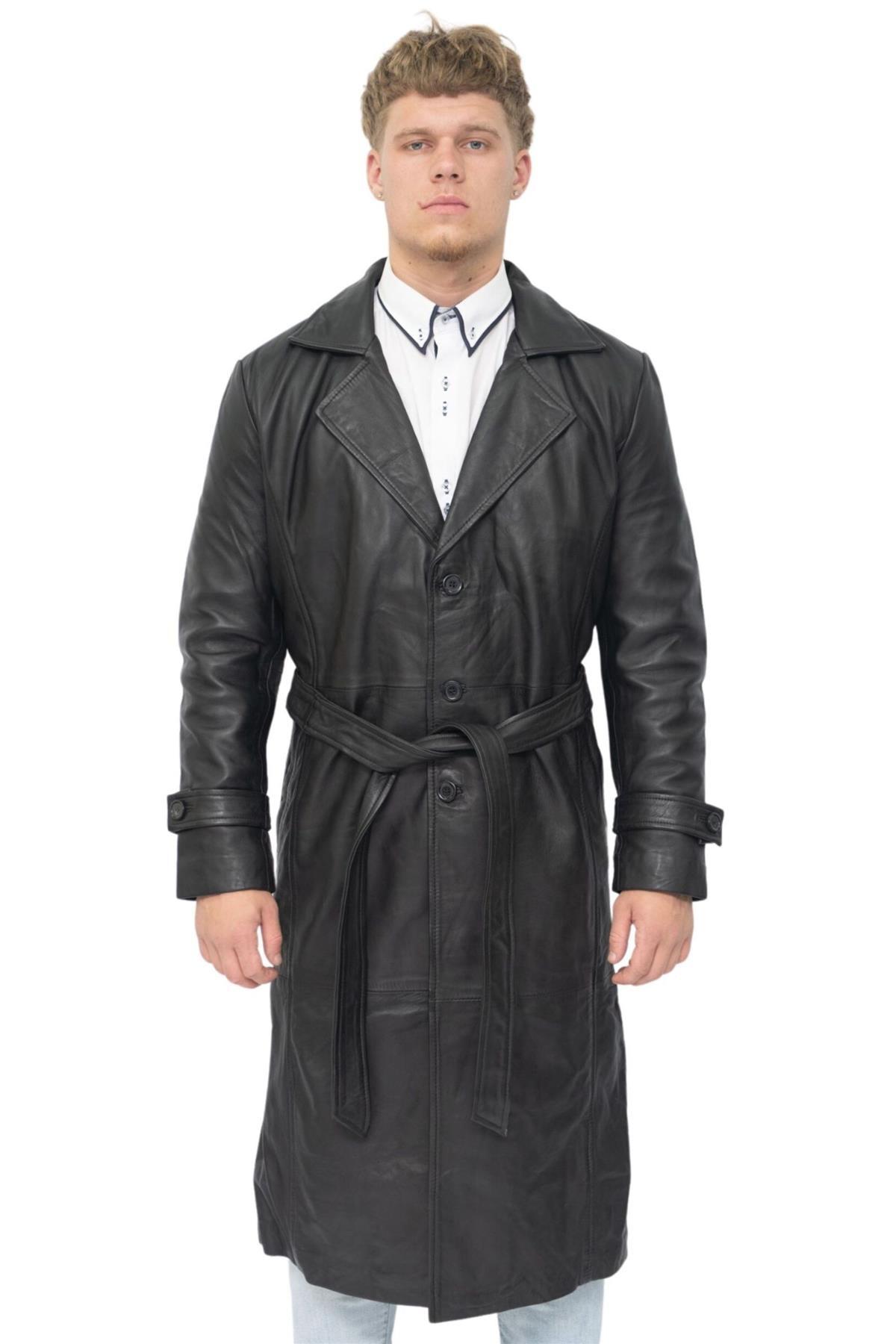 Heren leren volledige lengte trenchcoat-Appleton