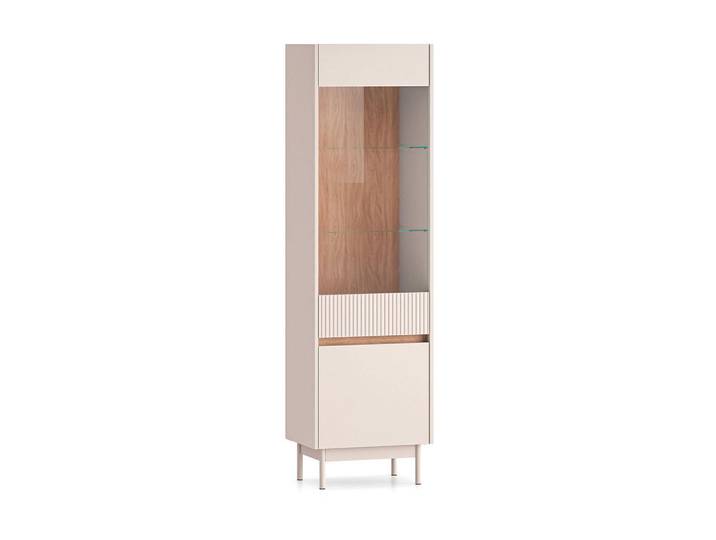 Petits-meubles Vitrine Connie Kaschmir und Holz, 54.9x192.8x40 cm, Esszimmer, Vitrinen, Vitrinenschränke