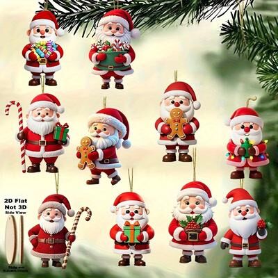 DynamicDeals Wooden Gingerbread Man Santa Claus Christmas Ornament, Flat Tree Pendant, Festive Home Decoration Gift Wooden Gingerbread Man Santa Claus Christmas Ornament, Flat Tree Pendant, Festive Home Decoration Gift