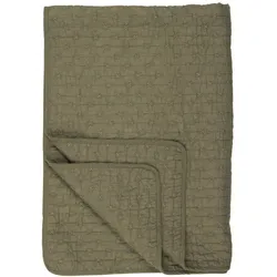 IB Laursen Baumwoll-Quilt mit Kreuzstichen, 180 x 130 cm, oliv