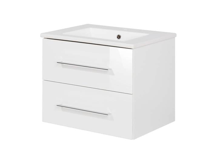 FACKELMANN B.PERFEKT Waschbecken mit Unterschrank 62 cm breit, Weiß, Waschbecken Keramik Weiß