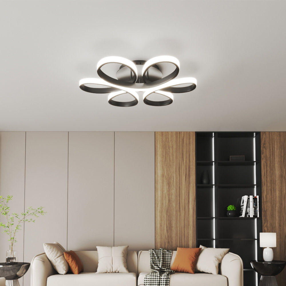 Wade Logan Innsbrook Modern Acrylic Light-adjusted Petal Ceiling Light 1-Light Semi Flush Mount Light Black (Undimmable) 10cm H x 58cm W x 58cm D