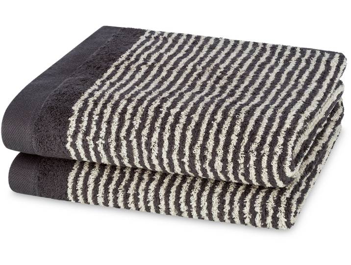 Handtücher ROSS schmaler Querstreifen , schiefer, natur, B:50cm L:100cm, Frottier, Baumwolle, Handtücher, Handtücher, aus feinster Baumwolle
