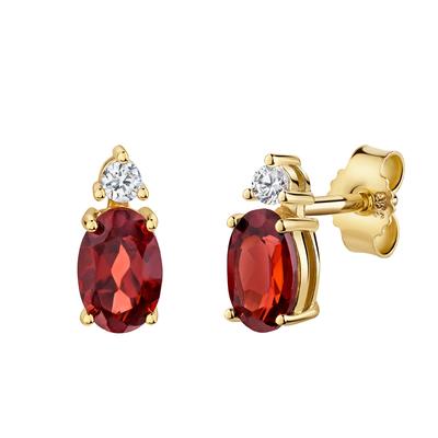 Paar Ohrstecker FIRETTI "Schmuck Geschenk Gold 333 Ohrschmuck Ohrringe", rot (gelbgoldfarben, rot, kristallweiß, rot, kristallweiß), Ohrringe, Damen, Gelbgold 333, mit Granat, Zirkonia (synth.)