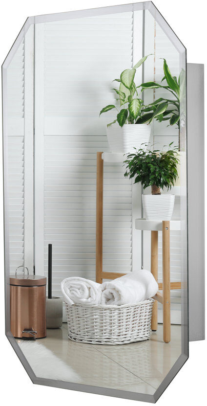 Croydex Lozenge 60 x 45cm Bathroom Mirror Cabinet - No Assembly Required Chrome 60mm H