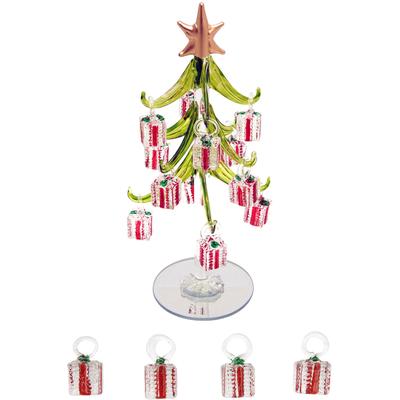 Christbaumschmuck KREBS GLAS LAUSCHA "Kristallbaum mit Geschenken", transparent, B:9cm H:20cm T:9cm Ø:20cm, Glas, Weihnachtsbaumschmuck, Glas, 1 Stück