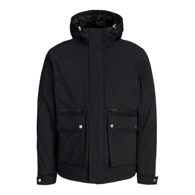Parka JACK & JONES "JJEWOLF PARKA JACKET NOOS", Herren, Gr. L, schwarz, Web, Obermaterial: 100% Polyester, unifarben, regular fit Po-bedeckend, Bündchen mit Druckknopf, Jacken Parka, Kunstfaser, regular fit