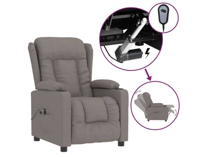 SARA@Fauteuil avec design inclinable électrique Taupe Tissu - Fauteuil mixe 1 personne HO83598