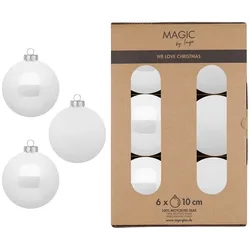Christbaumkugeln Weihnachtskugeln Glas H 10 cm 6 Stück weiß