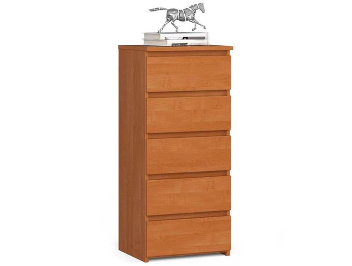 Commode à 5 tiroirs - Dimensions 40x35x92cm - Petite commode de chambre - Meuble d'appoint - Aulne