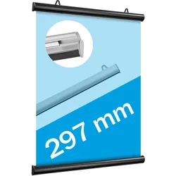 Posterklemmschienen Aluminium, aufklappbar schwarz | 297 mm
