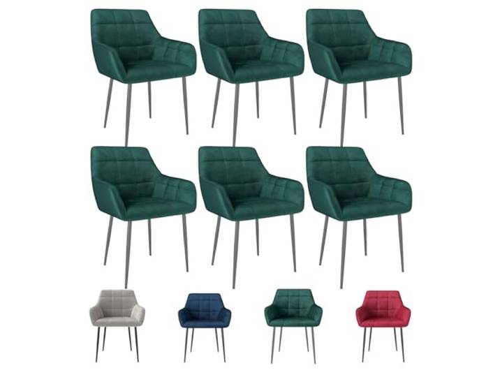 Eccellensedie Esszimmerstühle 6er Set Moderne Küchenstühle – Bequeme Wohnzimmerstuhl Polsterstuhl Sitzfläche Samt mit Armlehnen & Metallfüßen (6, Grün)