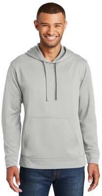 Port & Company PC590H Performance Fleece Pullover Hooded Sweatshirt in Silver size 2XL