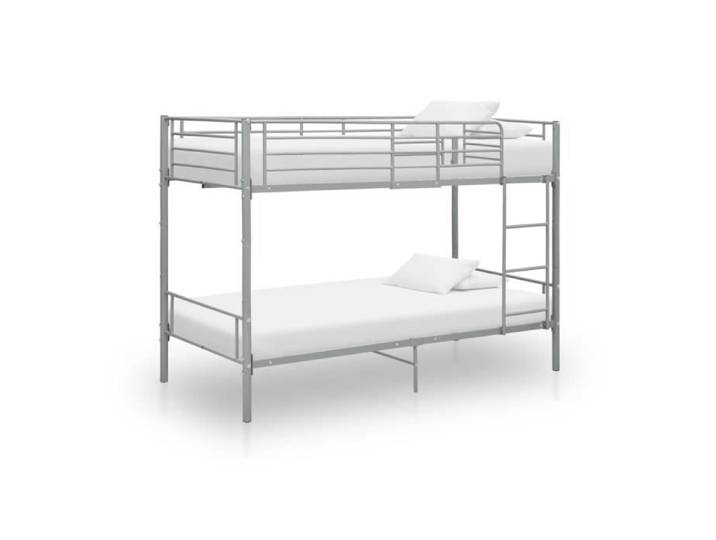 Lit superposé sans matelas gris métal 90x200 cm 287911