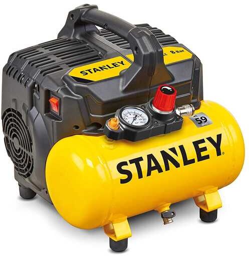 Stanley DST 100/8/6 - Compressore aria elettrico portatile monofase , oil-less - Motore 1 HP - 6 lt