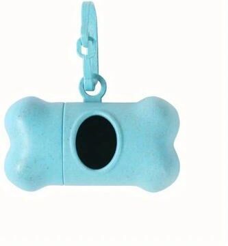 Inspired Living Bone Buddy Dog Poop Bag Holder With Leash Clip blue
