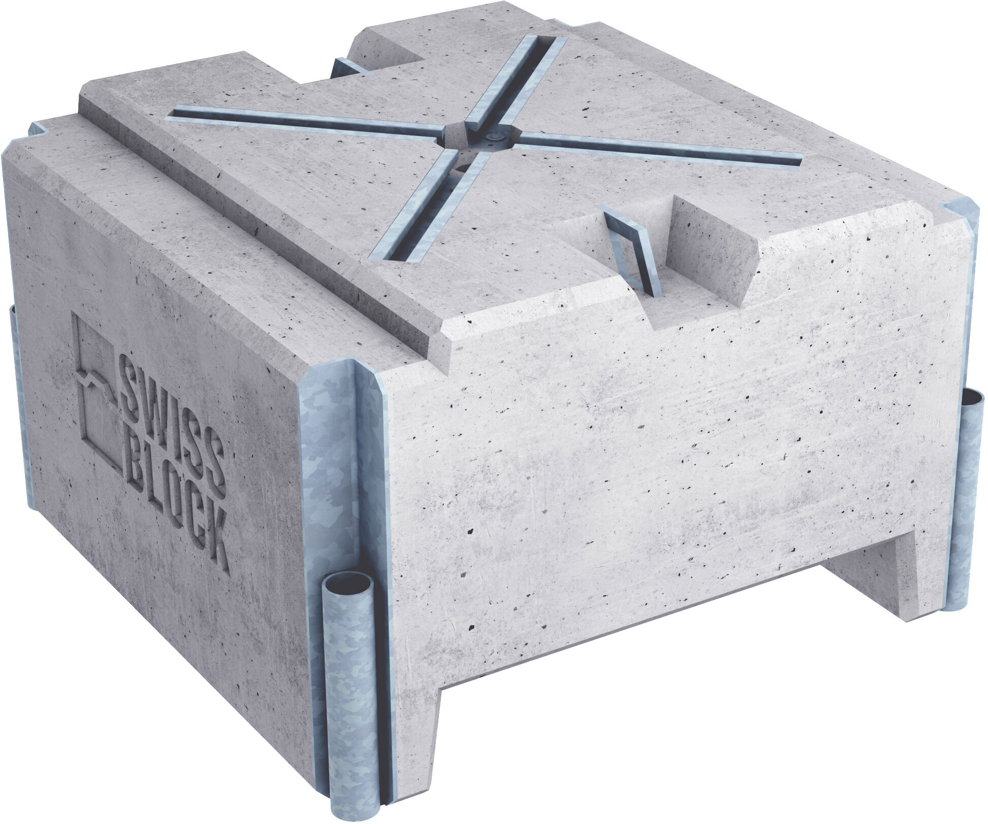 Swiss Block Swissblock® Mini Event-Block Mit Spindelaufnahmen - Betongewicht 0,8 X 0,8 X 0,5m, Ca. 600kg