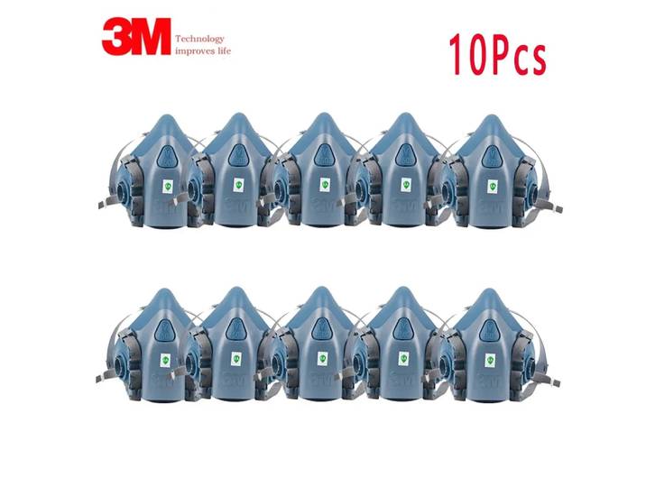 Masque respiratoire chimique 3M 7502, 10 pièces, masque de protection pour pulvérisation de peinture industrielle, compatible avec le filtre 6000, anti-gaz organique