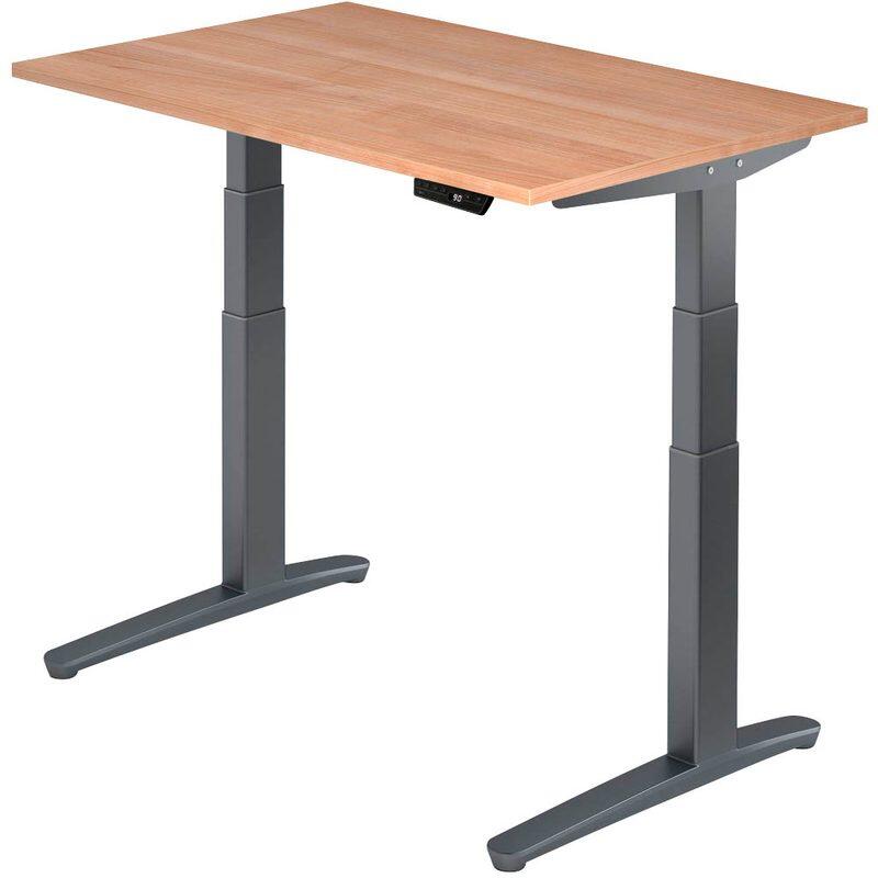 HAMMERBACHER VXBHM12/N/GG elektrisch höhenverstellbarer Schreibtisch 65,0 - 130,0 cm - elektrisch Nussbaum / grafit