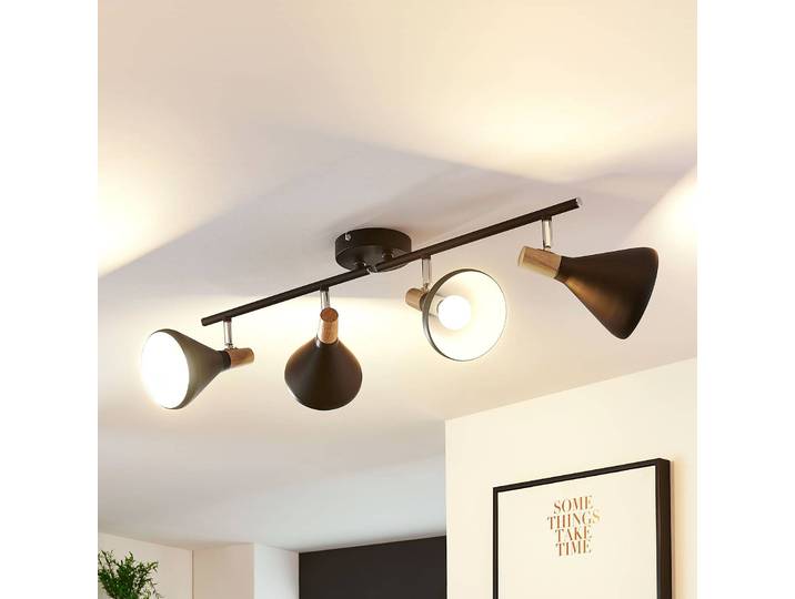 Lindby Deckenleuchte Arina, 68 cm, schwarz, 4-flammig, E14 Arina Lindby, dimmbar, schwarz, für Schlafzimmer, Metall, Modern, Strahler