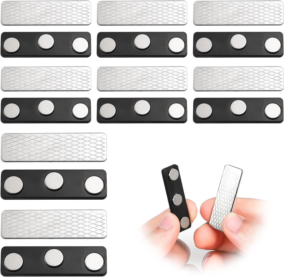 Magnetische Gordijnsluiting Zelfklevende Clips voor Lichtcontrole - 8 Paar - Zwart Wit