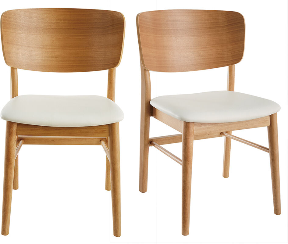 Miliboo Stühle in Weiß und hellem Holz (2er-Set) SHELDON