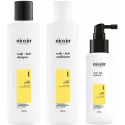 Nioxin, Beauty Geschenkset, System 1 Kit - Behandlung für natürliches Haar mit leichter Ausdünnung, 3 Einheiten