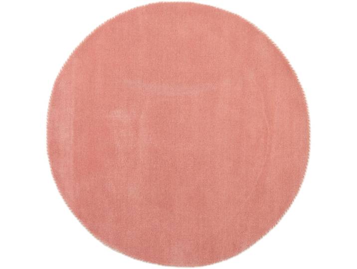 Wollteppich CARPETFINE Gabbeh Lola Uni , rosa, H:14mm Ø:150cm, Wolle, Teppiche, Wollteppich, mit natürlichem Pflanzenmaterial von Hand gewebt, auch in Rund