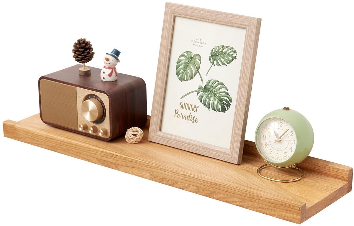 Massief eikenhouten zwevende wandplank in natuurlijke kleur, B: 40 cm, D: 15 cm
