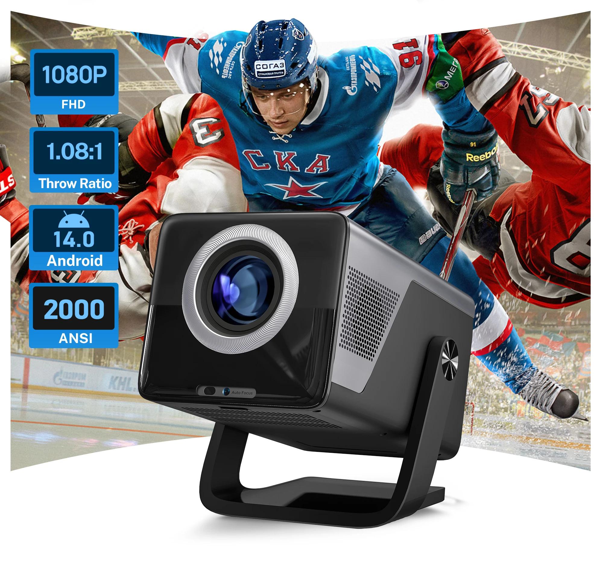 Beamer X7 - Heimkino Projektor - 8K Unterstützung - 1080p Full HD - 2000 ANSI Lumen - Android 14 WLAN 6 BT 5.4 - Autofokus & Auto-Trapezkorrektur - US-Stecker - Schwarz