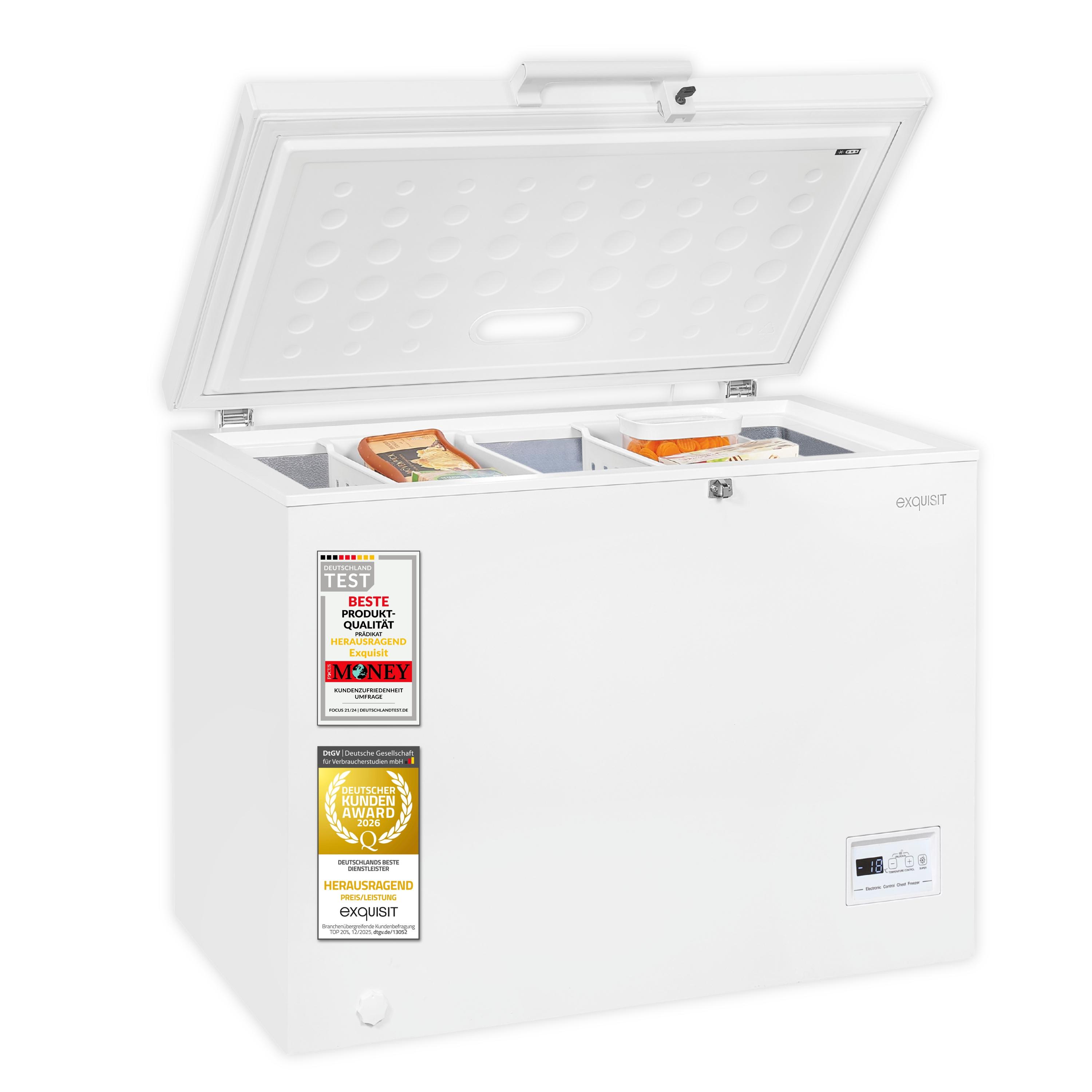 Gefriertruhe | 198 l | 13,0 kg/24h Gefriervermögen | 41,00 Std Lagerzeit bei Störung | Energieklasse C | leise 40 dB | GT5200-HE-041C weiss