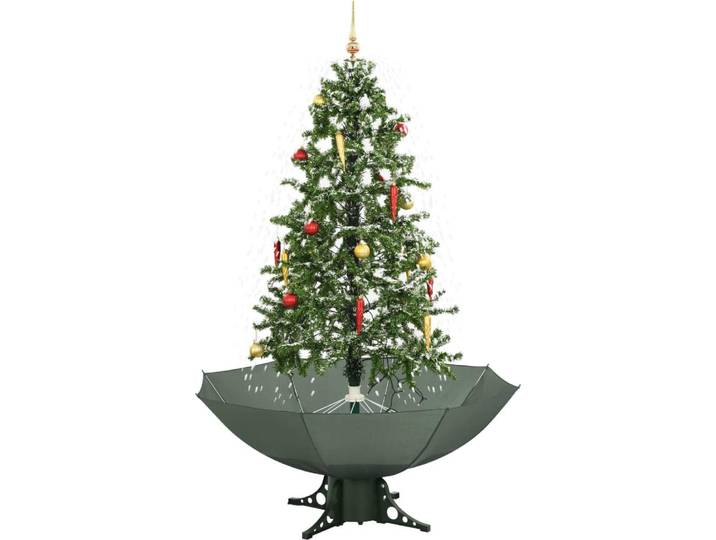 vidaXL Schneiender Weihnachtsbaum mit Schirmfuß Grün 170 cm