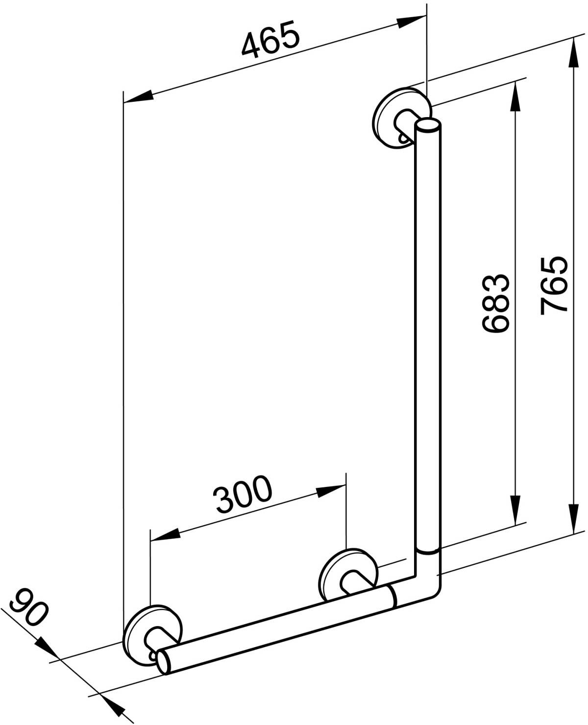 Keuco Plan Care Winkelgriff 90°, Accessoires, 34906010306, chrom - chrom