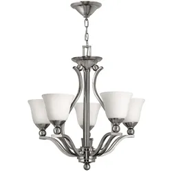 Kronleuchter Hängelampe Deckenleuchte Glas Stahl Nickel D 61 cm Esszimmerlampe