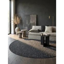 Kurzflorteppich AMMER, einfarbig, Anthrazit, Ø 200 cm