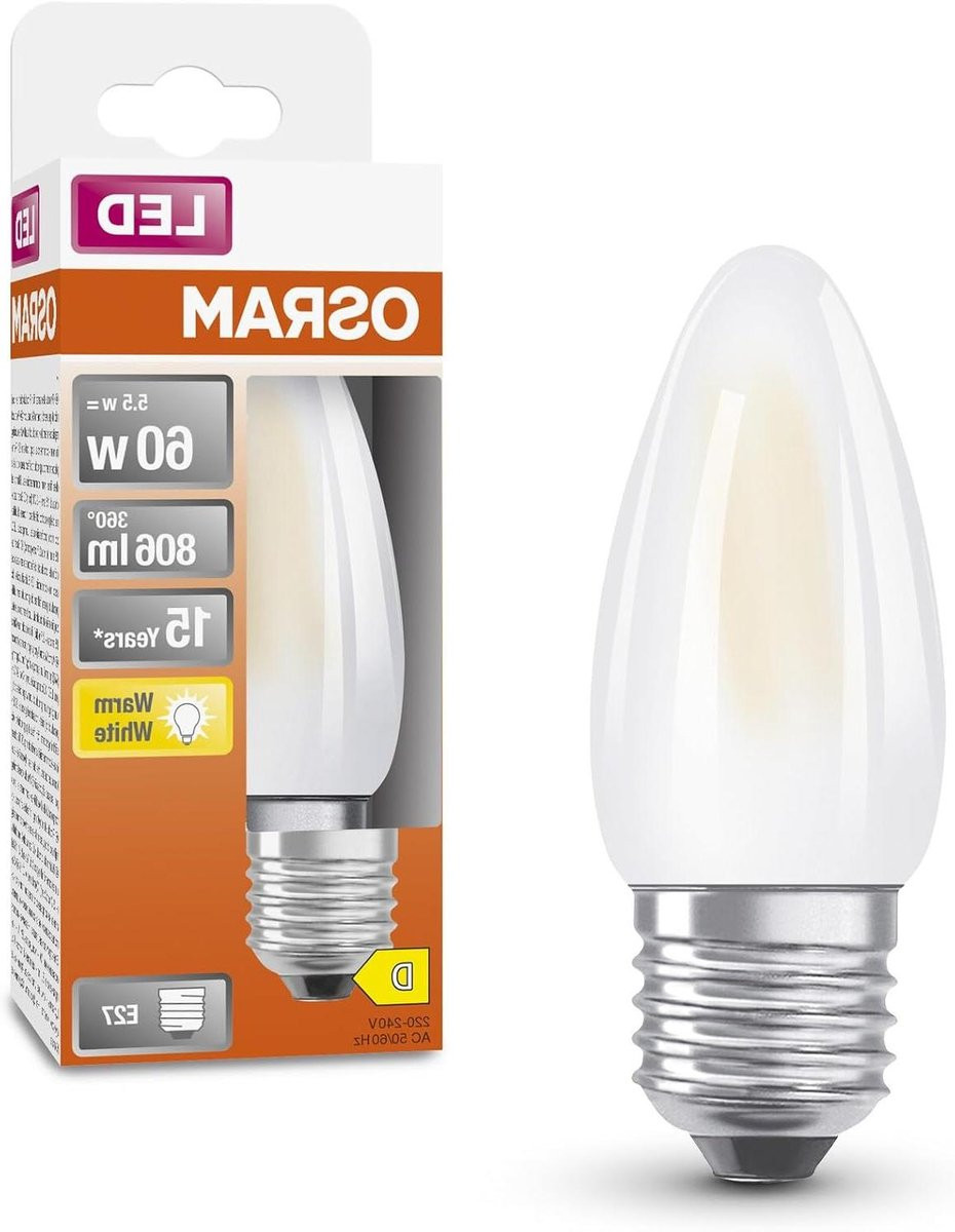 Kaarslamp LED Mini - Dimbaar Warm Licht - E27 Fitting - Mat Glas
