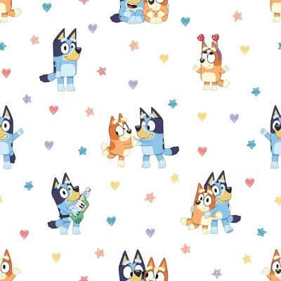 Roommates Bluey and Bingo Hearts Multicolor Peel and Stick Wallpaper