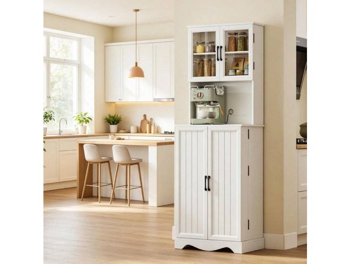 Buffet haut de cuisine avec 4 portes 8 porte-épices plan de travail et étagères réglables