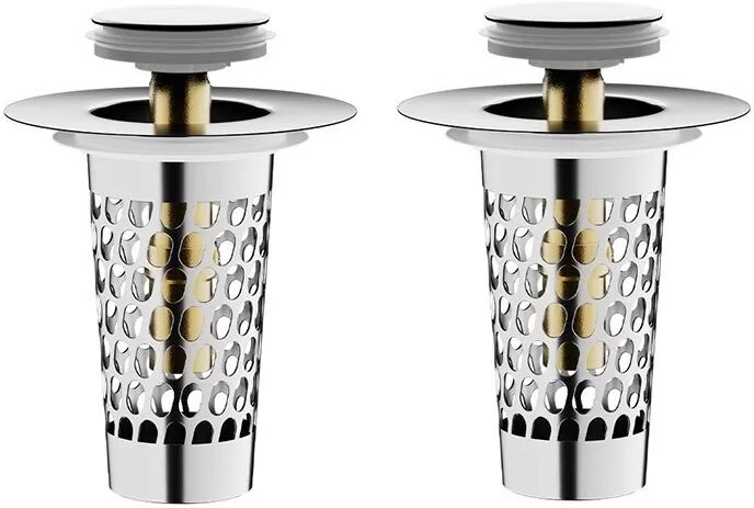 INF K10 US Standard Waschbecken Pop-Up Ablaufgarnitur mit Korb, Silber, 2er-Pack