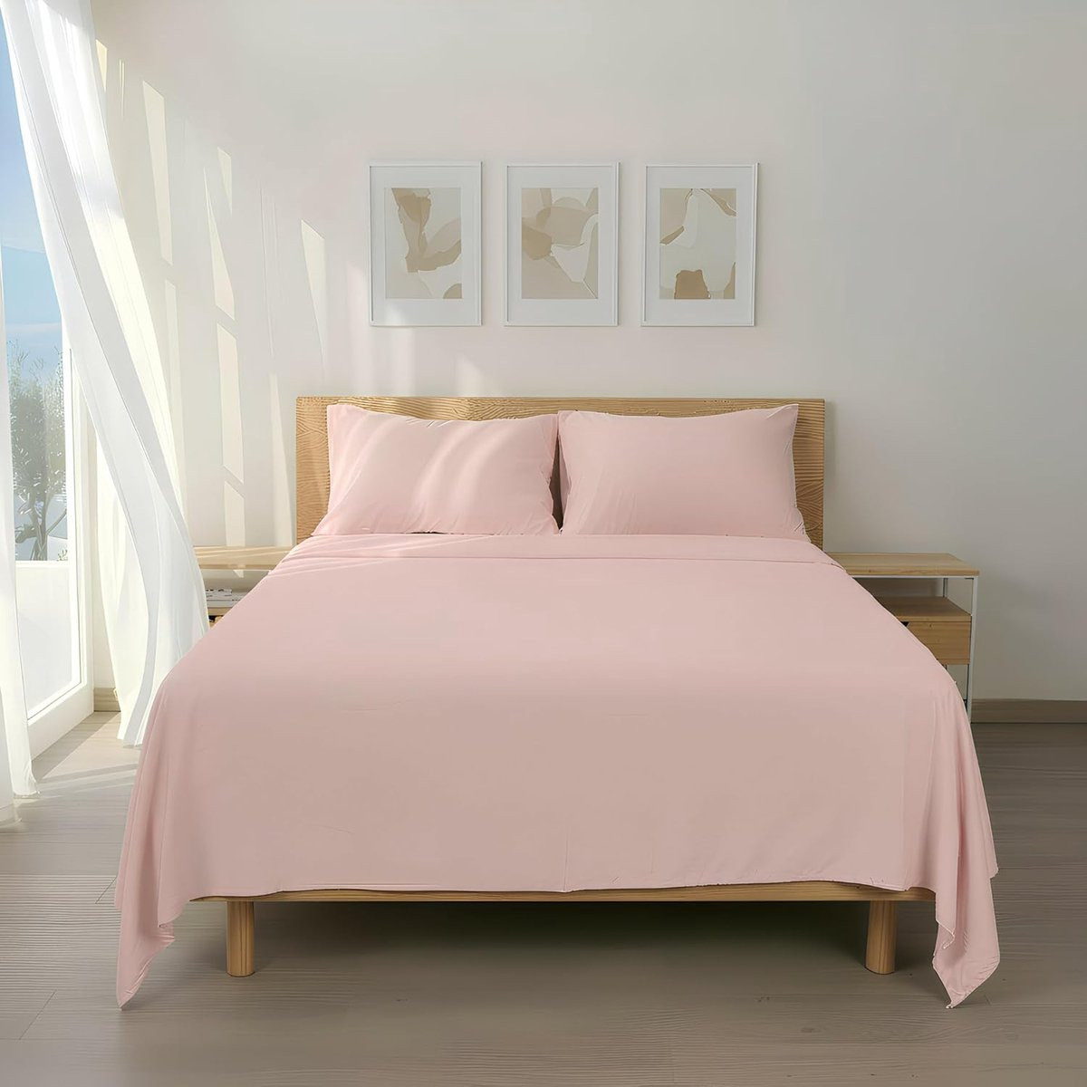 Lichtroze Beddengoed Set van Microvezel voor Volwassenen - 90x190/200 cm