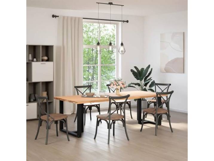 KTHLBRH Stahl Tischbeine T-Form 2 STK 70x35x72-73 cm Schwarz Pulverbeschichtet, verstellbare Nivellierfüße, vorgebohrte Löcher, Montagezubehör inklusive