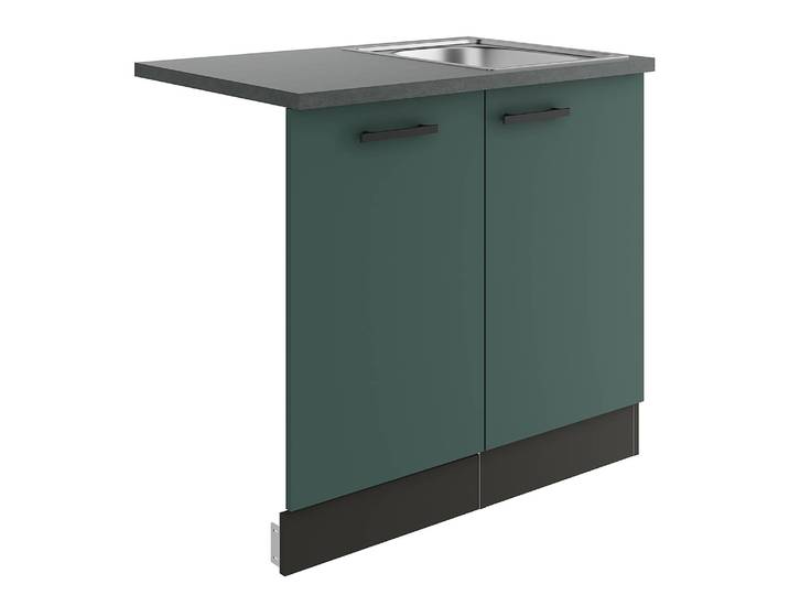 Meuble sous évier variante C 90cm Vert/Vert/Anthracite
