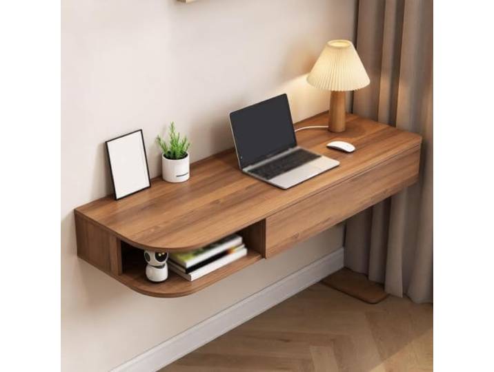 PGZMDTWI Schwebender Schminktisch, Wandtisch, Holz-Arbeitsplatz Platzsparendes Design mit Einfacher Aufbewahrung für Zuhause, Büro und Kleine Wohnung(Right A,120 cm47.24 in)