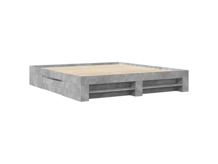 KTHLBRH Bettgestell grau Zement 200 x 200 cm aus mehrschichtigem Holz Mit Schubladen und Fächern, Lattenrost im Lieferumfang enthalten, atmungsaktive Unterstützung, einfache Montage