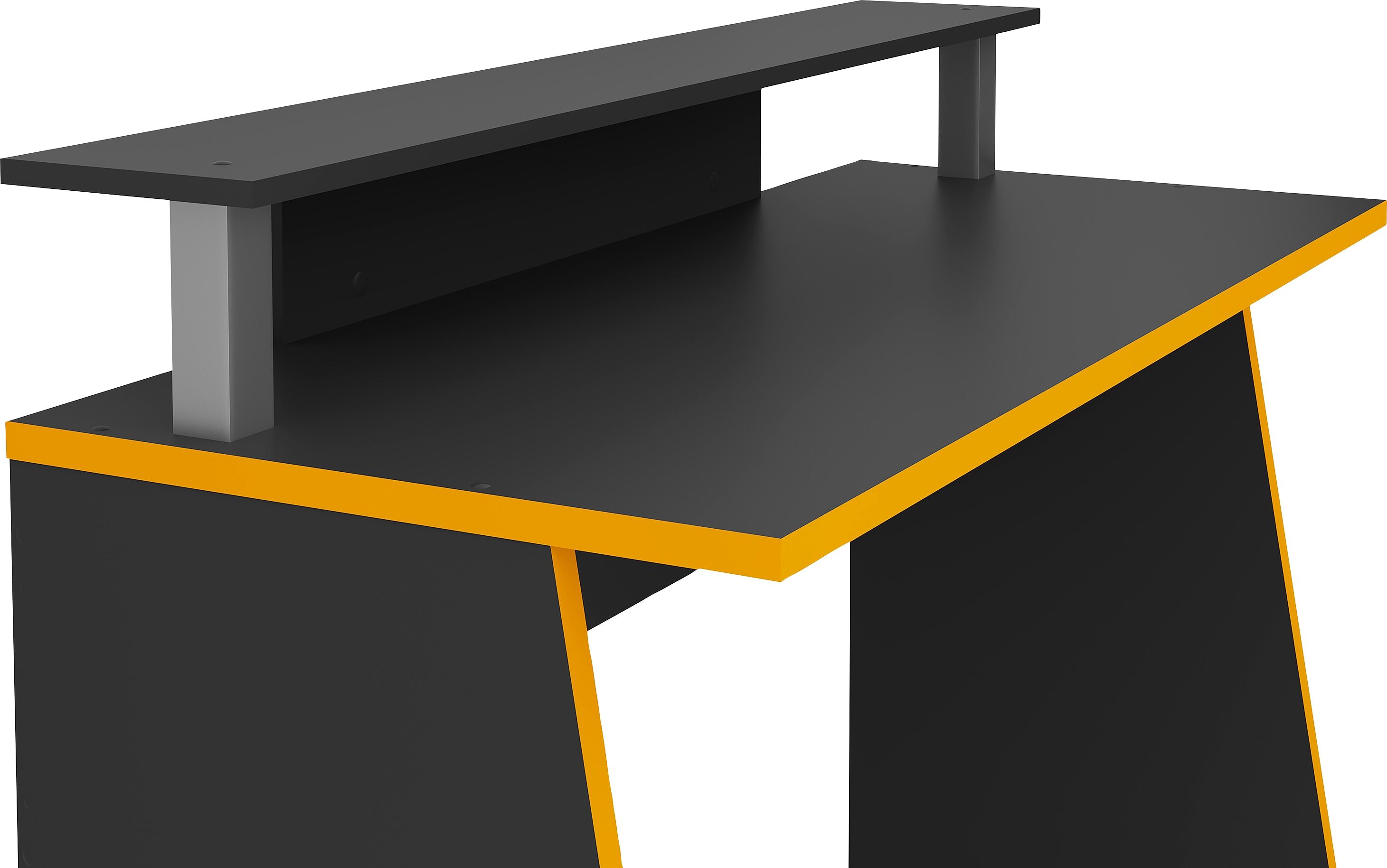 Gamingtisch FMD "Zocker", grau (anthrazit, anthrazit, anthrazit), B:117cm H:77,7cm T:50cm, Tische, Gamingtisch, Breite 117 cm anthrazit, anthrazit, anthrazit B/H/T: 117cm x 77,7cm x 50cm